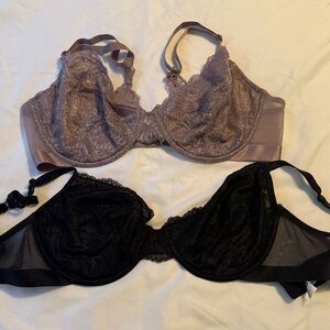 Maidenform Lace Underwire Bra Set - Black and Brown